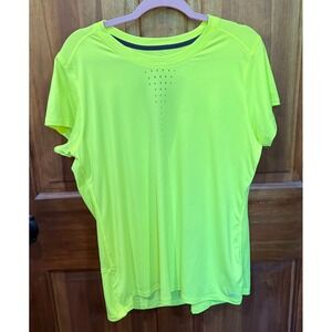 C9 Champion Duo Dry Women XL Neon Yellow Short Sleeve Activewear Running Top